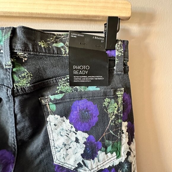 Women's 27 NWT J Brand Forest Floor Pants Floral Print Mid Rise Skinny - Picture 5 of 11